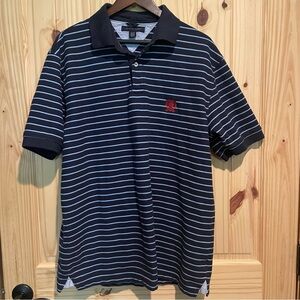 Tommy Hilfiger Navy and‎ White Striped Polo Shirt Size XL